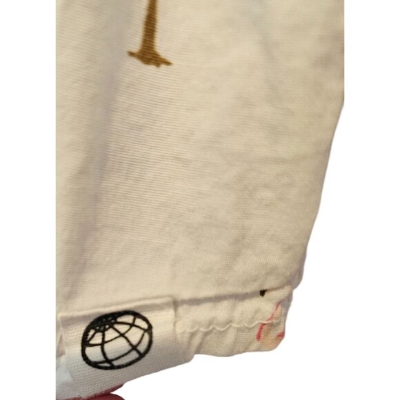 Free Planet Mens Button-Up Shirt Size Small Flamingo Palm Tree Print White Pink - Picture 9 of 12